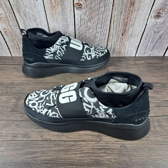 UGG Neutra Graffiti Pop Platform Slip On Sneaker Women's Sz 10 Black White (VGC) - Picture 5 of 9